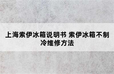 上海索伊冰箱说明书 索伊冰箱不制冷维修方法